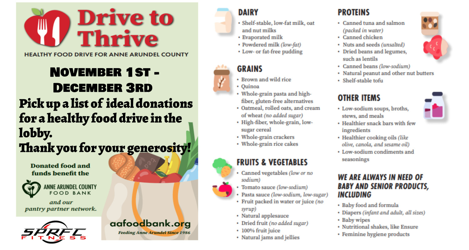 “Drive To Thrive” Food Drive at SPRFC